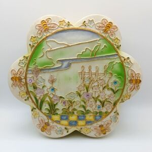 Roman Inc Jewelry musical‎ box, Floral and golden trinket box /TESTED